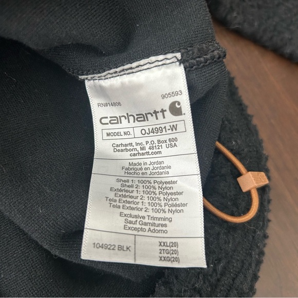 Carhartt Black Sherpa Hoodie with Brown Exterior - Picture 9 of 11